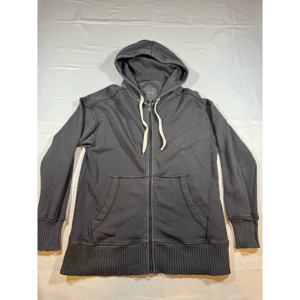 Aerie Womens XS Full Zip Cotton Blend Relaxed Washed Out Grey Casual